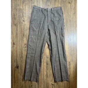 Brooks Brothers Mens 36x32 Glen Plaid 100% Wool Pleated Cuffed Tan